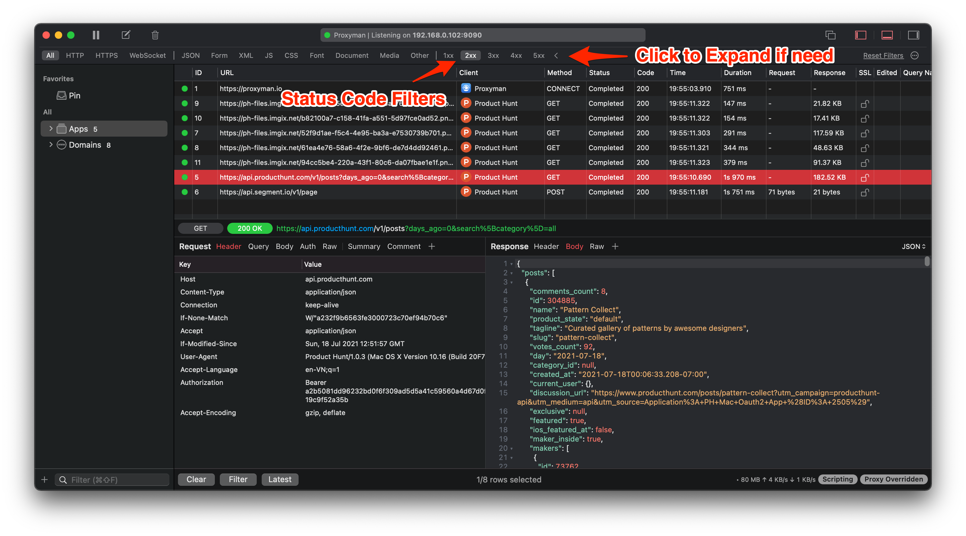 Response Status Code Filters