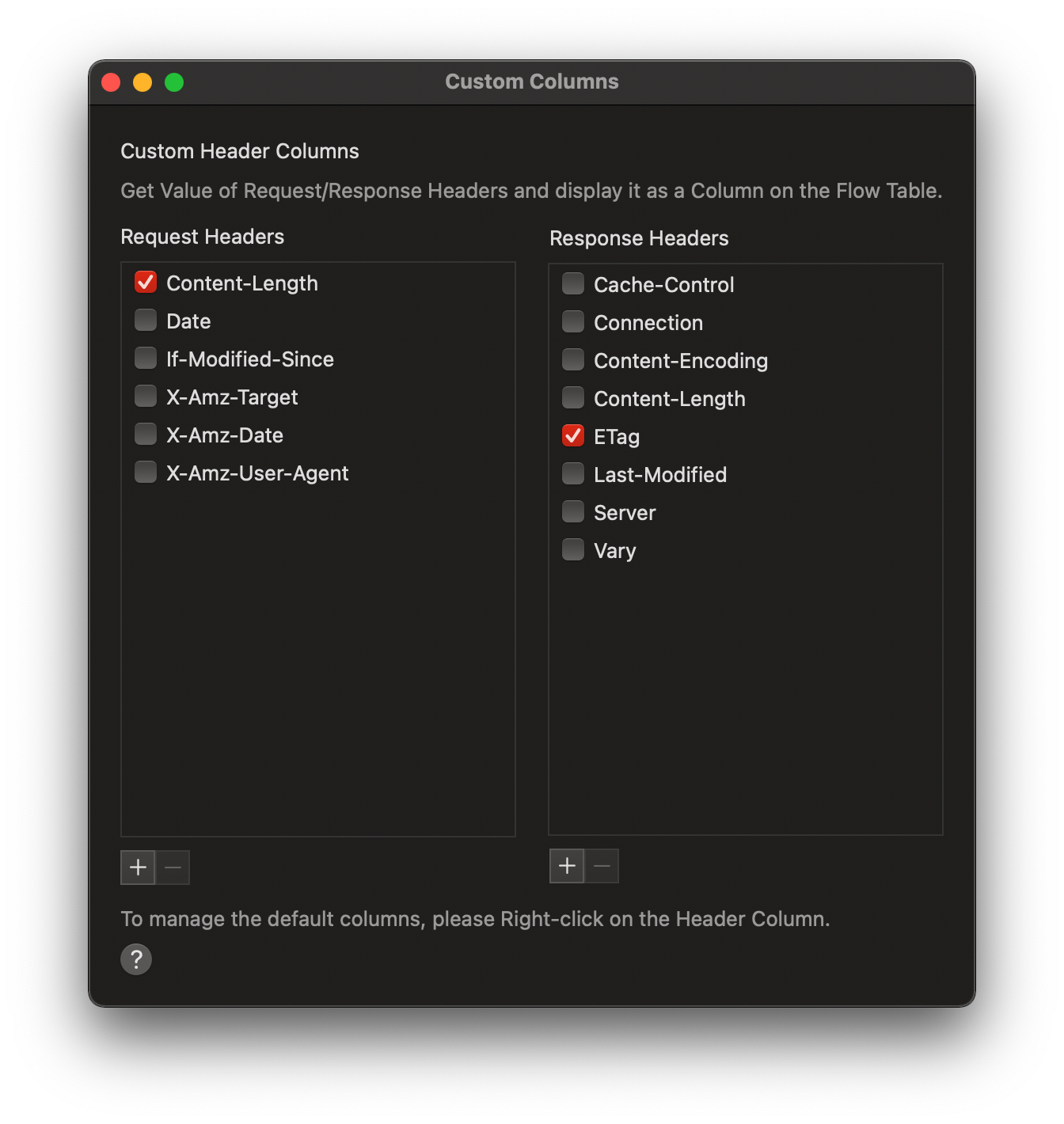 Custom Header Column