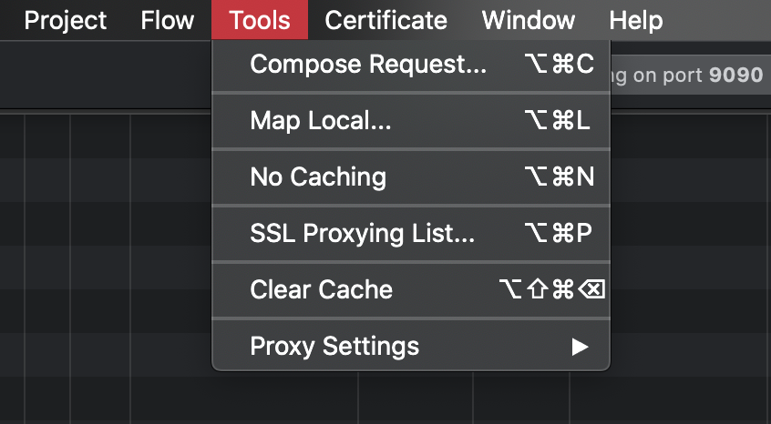 Proxyman keyboard shortcuts