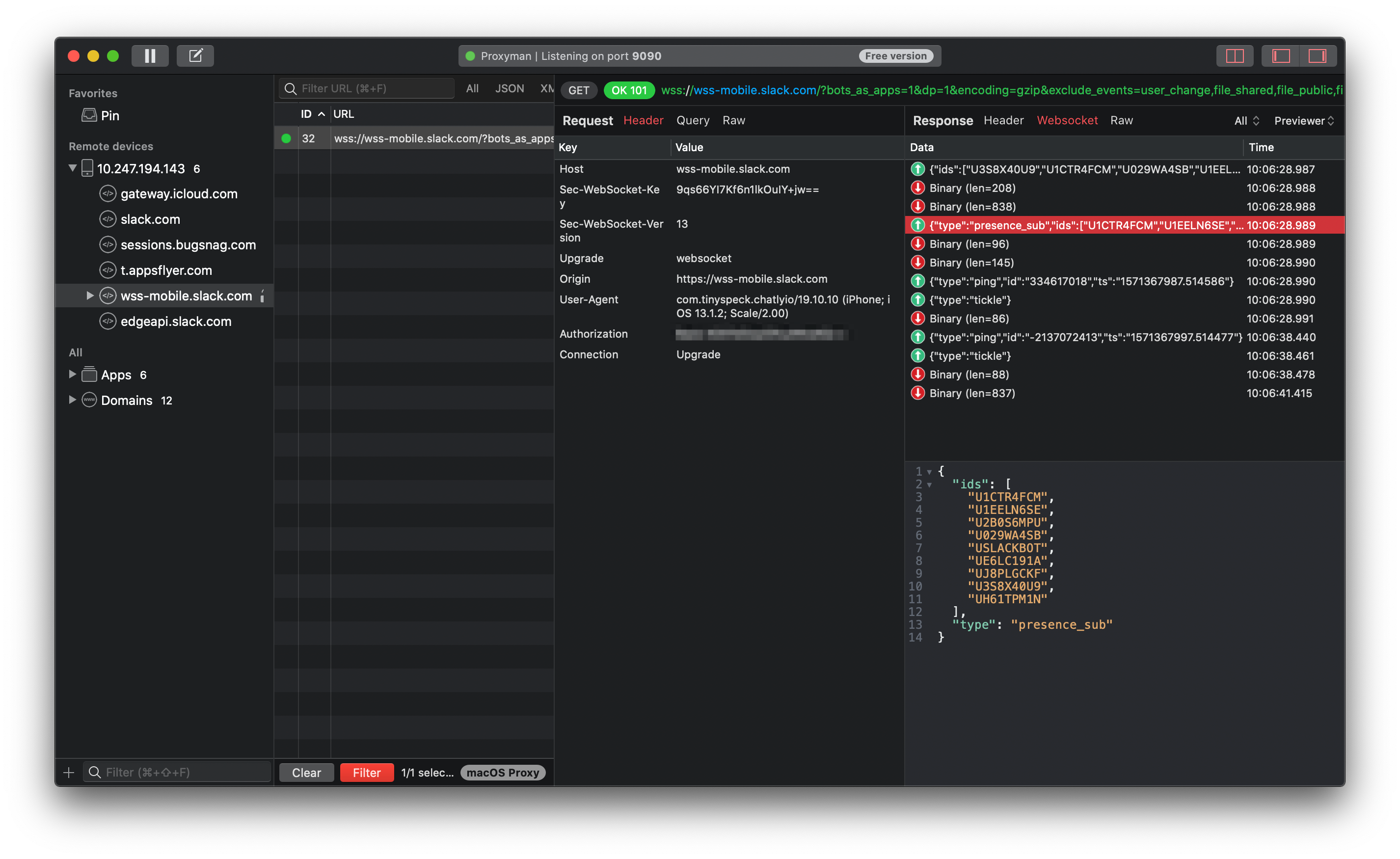 WebSocket from iOS Device